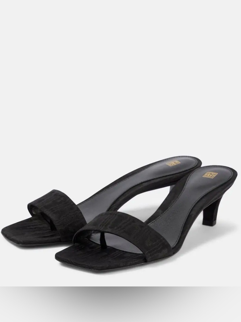 TOTEME Black Moiré Kitten Heel Mules | 39